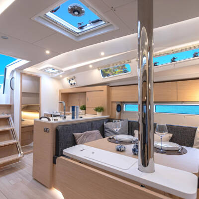 Fully equipped modern galley on the Hanse 360 for gourmet meals at sea 