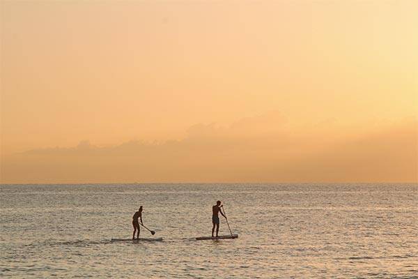 Stand up paddle al tramonto